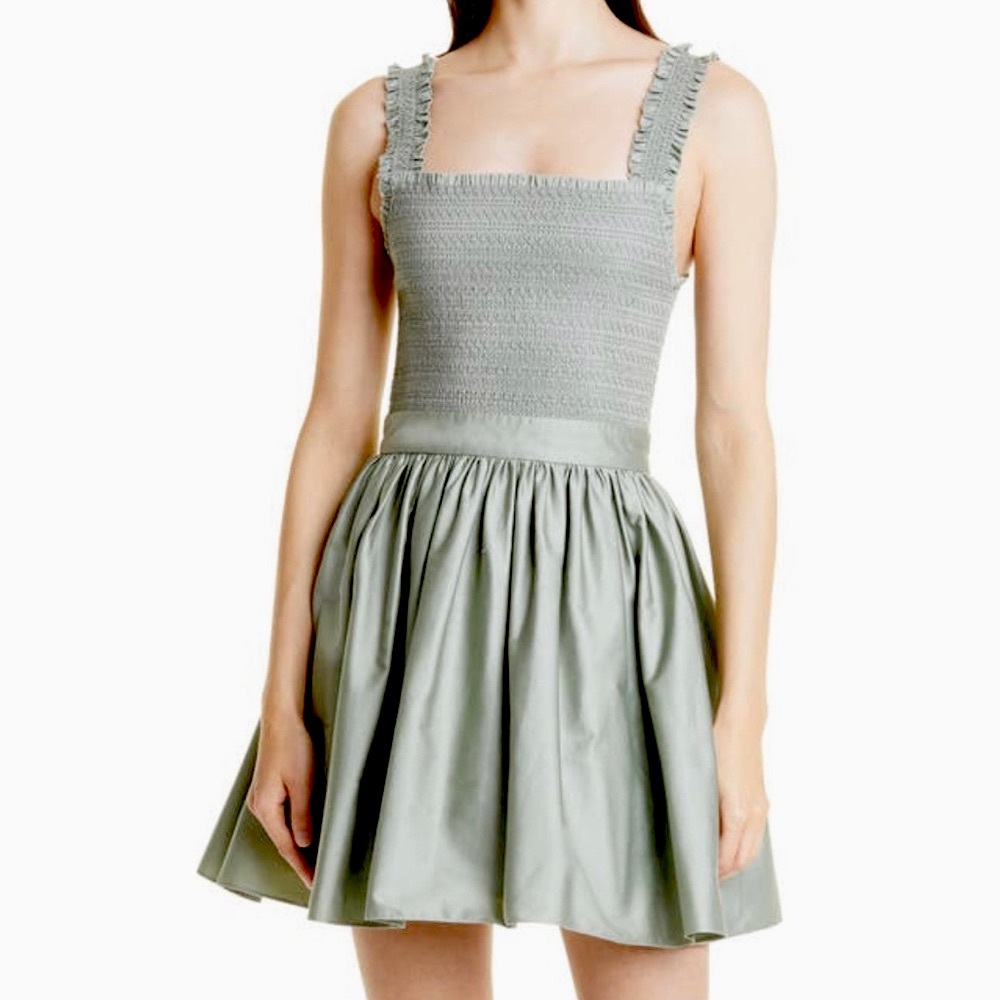 Alice + Olivia Women's Size 10 Barrett Smocked Fit
And Flare Sage Summer Dress